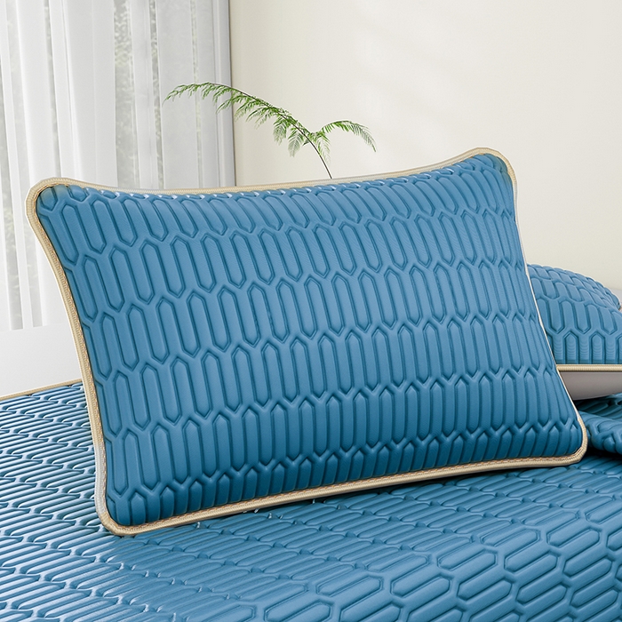 91家纺网 家纺一手货源 找家纺 奇丝雅 2026新款夏季A类纯色乳胶冰丝凉席枕套凉感家用可机洗单人学生宿舍48×74cm一只一对 乳胶冰丝枕套-典雅蓝