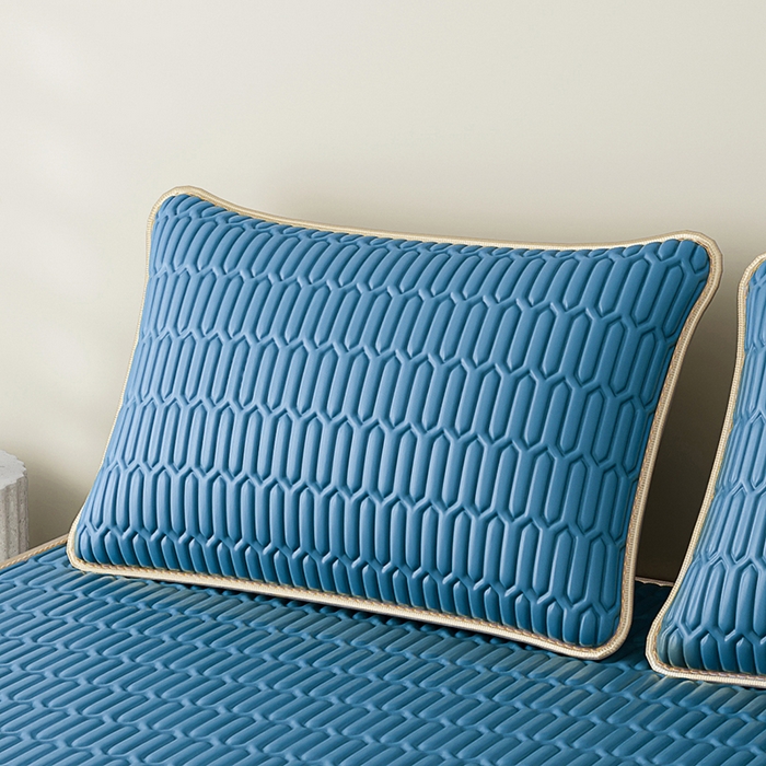 91家纺网 家纺一手货源 找家纺 奇丝雅 2026新款夏季A类纯色乳胶冰丝凉席枕套凉感家用可机洗单人学生宿舍48×74cm一只一对 乳胶冰丝枕套-典雅蓝