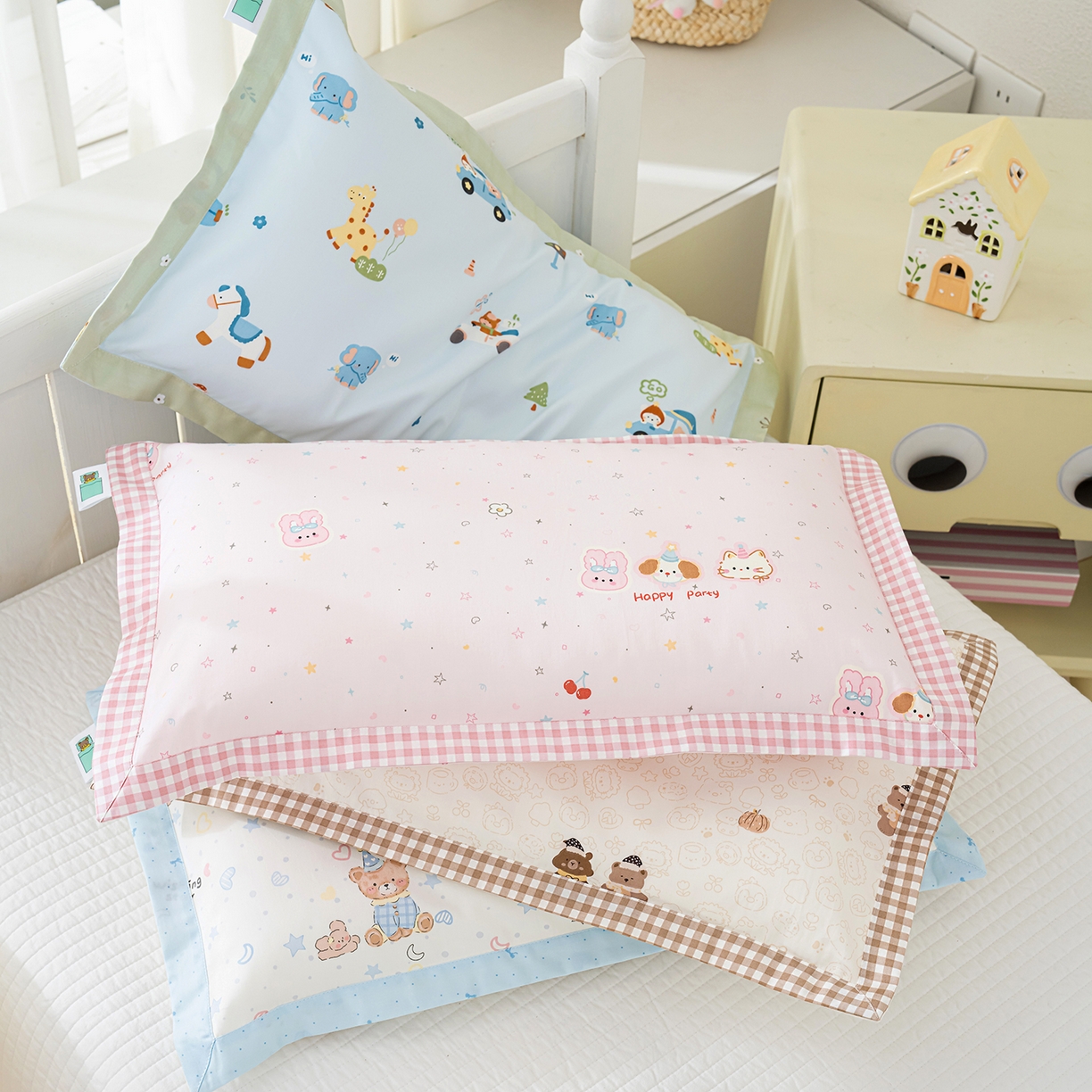 91家纺网 家纺一手货源 找家纺 良佐生活 2026新款A类60支全棉贡缎长绒棉拼角枕套 组合图