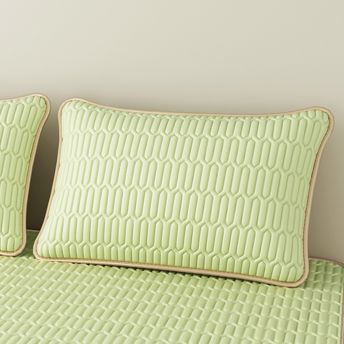 91家纺网 家纺一手货源 找家纺 奇丝雅 2026新款夏季A类纯色乳胶冰丝凉席枕套凉感家用可机洗单人学生宿舍48×74cm一只一对 乳胶冰丝枕套-果绿