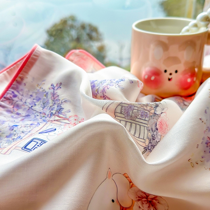 91家纺网 家纺一手货源 找家纺 姝辰 2026新款莱赛尔嵌绳卡通印花枕套儿童夏季凉感冰丝枕套幼儿园乳胶枕套枕罩 春日来信