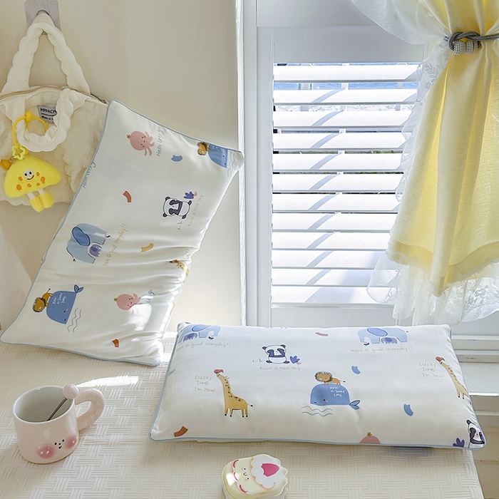 91家纺网 家纺一手货源 找家纺 姝辰 2026新款莱赛尔嵌绳卡通印花枕套儿童夏季凉感冰丝枕套幼儿园乳胶枕套枕罩 海洋奇遇