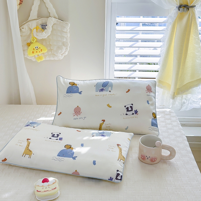 91家纺网 家纺一手货源 找家纺 姝辰 2026新款莱赛尔嵌绳卡通印花枕套儿童夏季凉感冰丝枕套幼儿园乳胶枕套枕罩 海洋奇遇