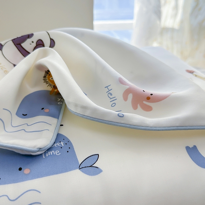 91家纺网 家纺一手货源 找家纺 姝辰 2026新款莱赛尔嵌绳卡通印花枕套儿童夏季凉感冰丝枕套幼儿园乳胶枕套枕罩 海洋奇遇