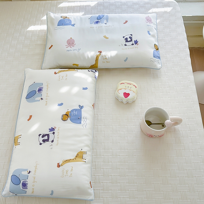 91家纺网 家纺一手货源 找家纺 姝辰 2026新款莱赛尔嵌绳卡通印花枕套儿童夏季凉感冰丝枕套幼儿园乳胶枕套枕罩 海洋奇遇