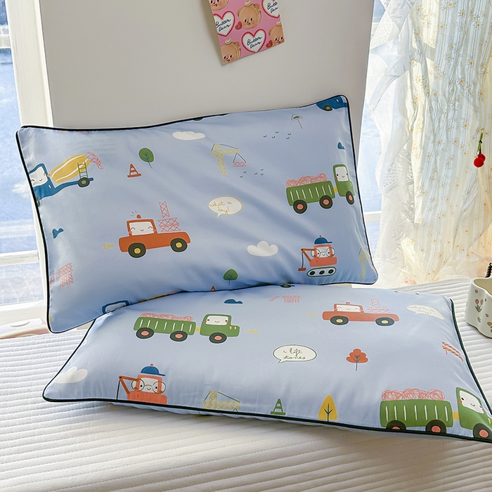 91家纺网 家纺一手货源 找家纺 姝辰 2026新款莱赛尔嵌绳卡通印花枕套儿童夏季凉感冰丝枕套幼儿园乳胶枕套枕罩 天空车城