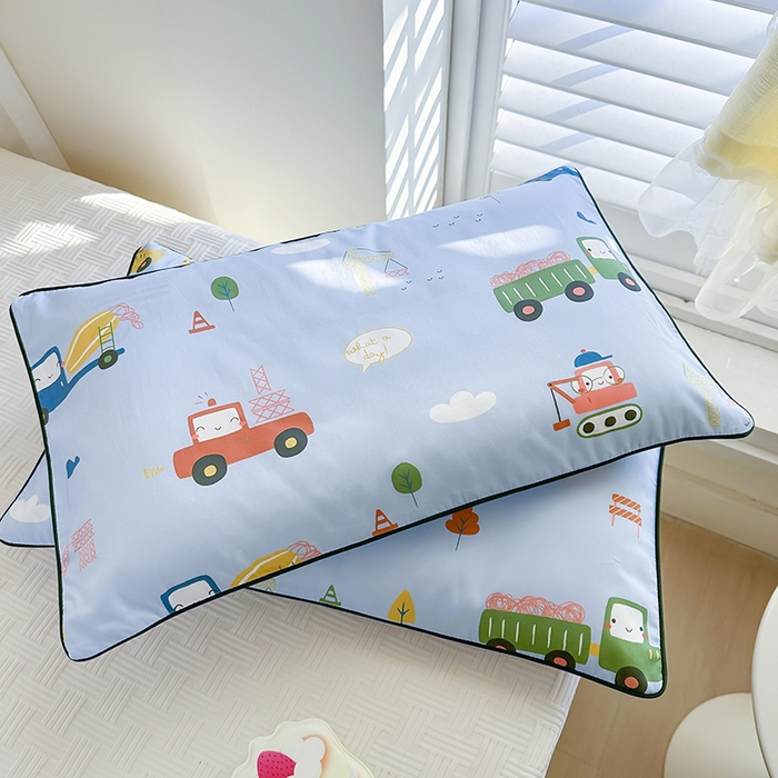 91家纺网 家纺一手货源 找家纺 姝辰 2026新款莱赛尔嵌绳卡通印花枕套儿童夏季凉感冰丝枕套幼儿园乳胶枕套枕罩 天空车城