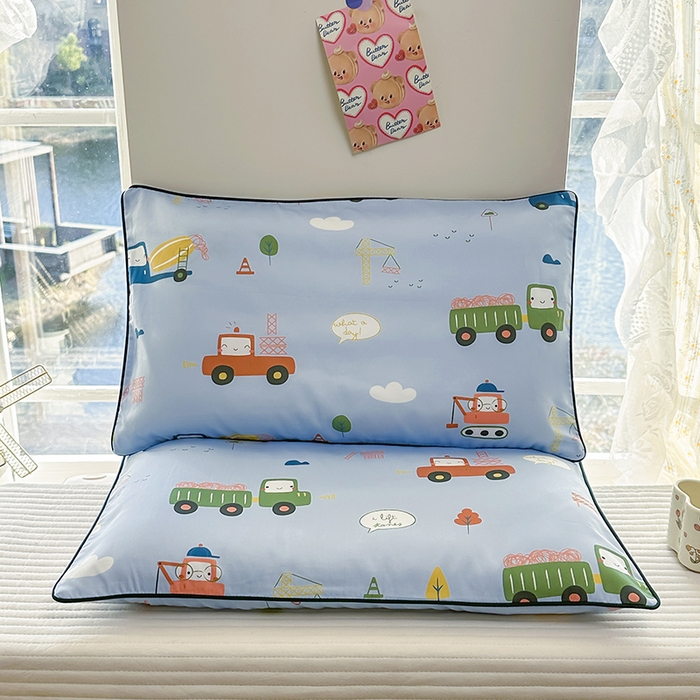 91家纺网 家纺一手货源 找家纺 姝辰 2026新款莱赛尔嵌绳卡通印花枕套儿童夏季凉感冰丝枕套幼儿园乳胶枕套枕罩 天空车城