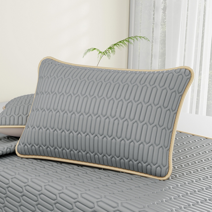 91家纺网 家纺一手货源 找家纺 家品罗兰 2026新款夏季A类纯色乳胶冰丝凉席枕套凉感家用可机洗单人学生宿舍48×74cm一只一对 乳胶冰丝枕套-银灰