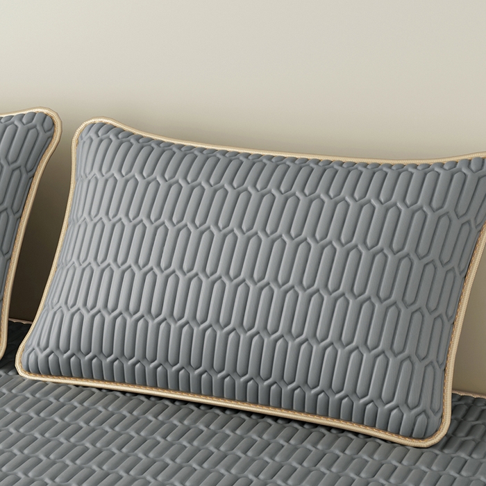 91家纺网 家纺一手货源 找家纺 家品罗兰 2026新款夏季A类纯色乳胶冰丝凉席枕套凉感家用可机洗单人学生宿舍48×74cm一只一对 乳胶冰丝枕套-银灰