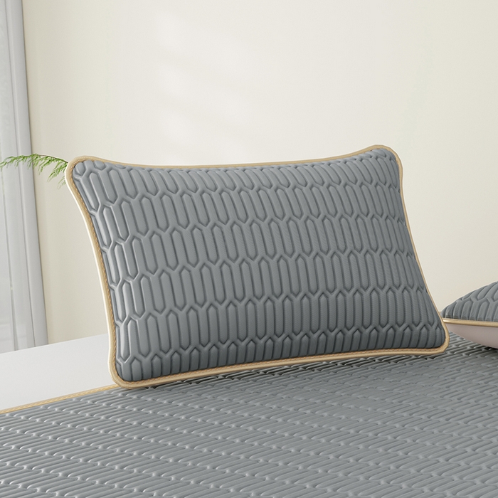 91家纺网 家纺一手货源 找家纺 家品罗兰 2026新款夏季A类纯色乳胶冰丝凉席枕套凉感家用可机洗单人学生宿舍48×74cm一只一对 乳胶冰丝枕套-银灰