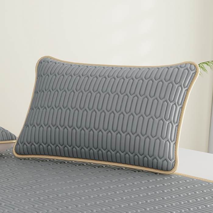 91家纺网 家纺一手货源 找家纺 家品罗兰 2026新款夏季A类纯色乳胶冰丝凉席枕套凉感家用可机洗单人学生宿舍48×74cm一只一对 乳胶冰丝枕套-银灰