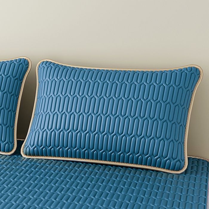 91家纺网 家纺一手货源 找家纺 家品罗兰 2026新款夏季A类纯色乳胶冰丝凉席枕套凉感家用可机洗单人学生宿舍48×74cm一只一对 乳胶冰丝枕套-典雅蓝