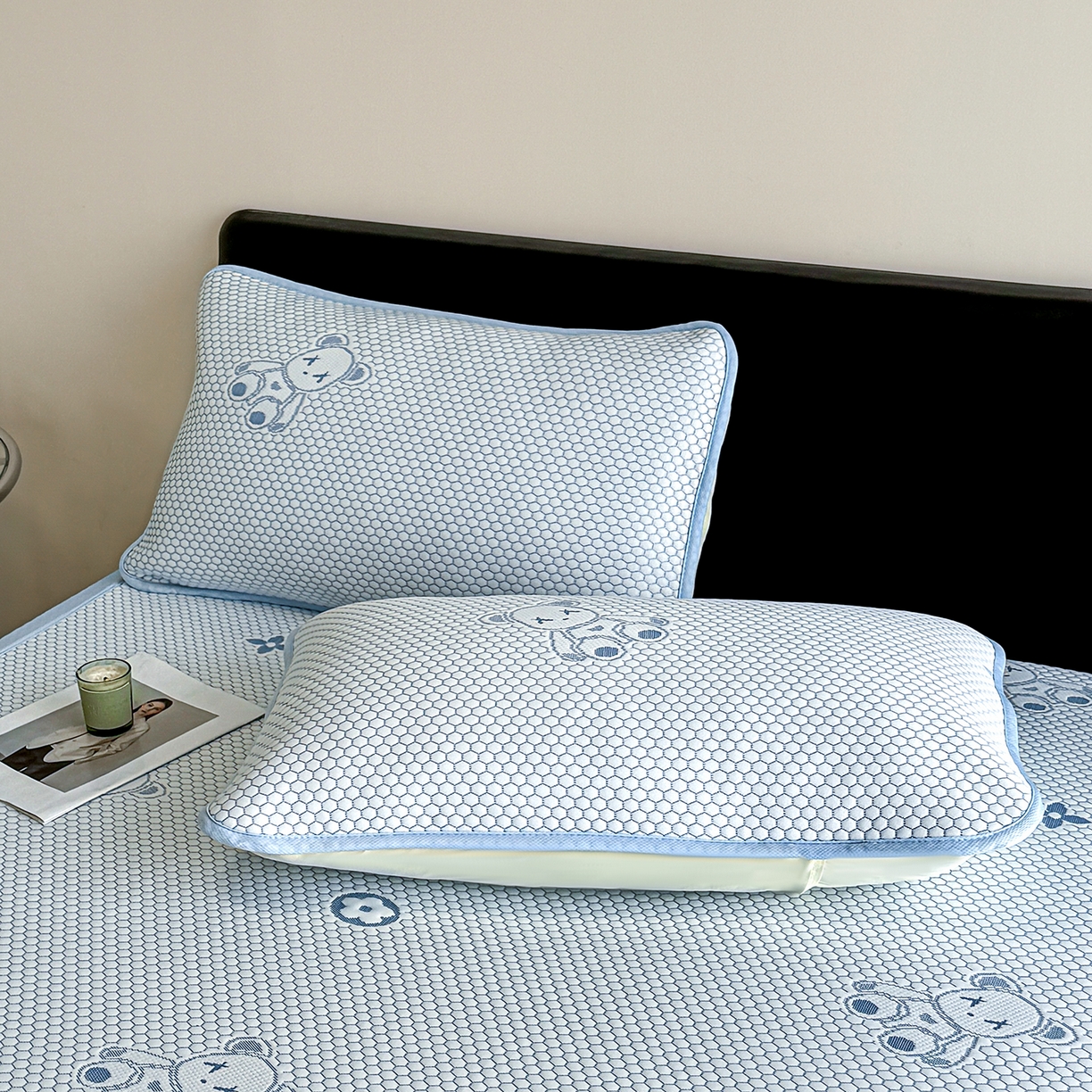 91家纺网 家纺一手货源 找家纺 （总）奇丝雅 2026新款夏季A类卡通冰豆豆冰丝凉席枕套凉感家用可机洗单人学生宿舍48×74cm一只一对