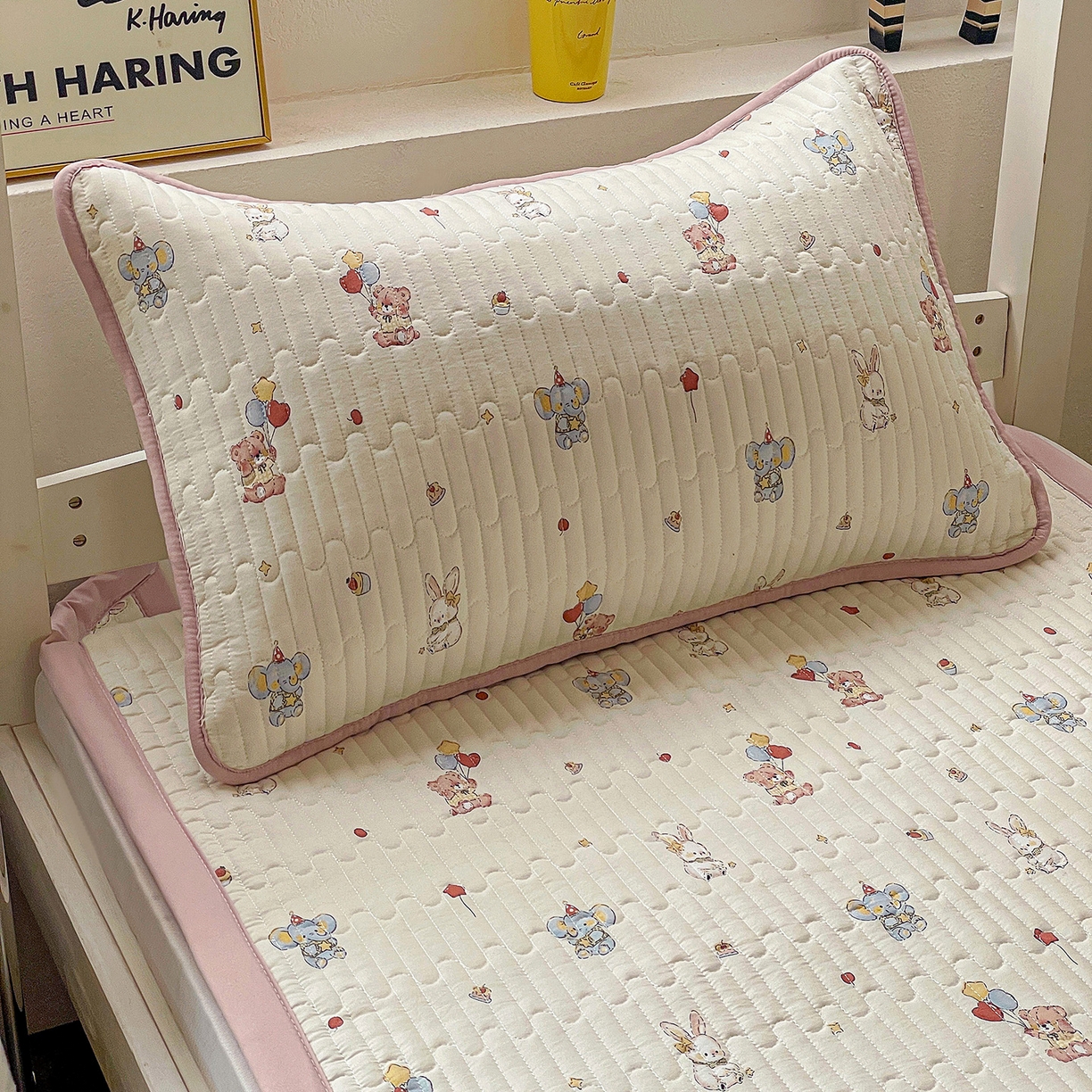 91家纺网 家纺一手货源 找家纺 纽缦家纺 2026新款A类水洗棉夹棉学生床垫 小飞象