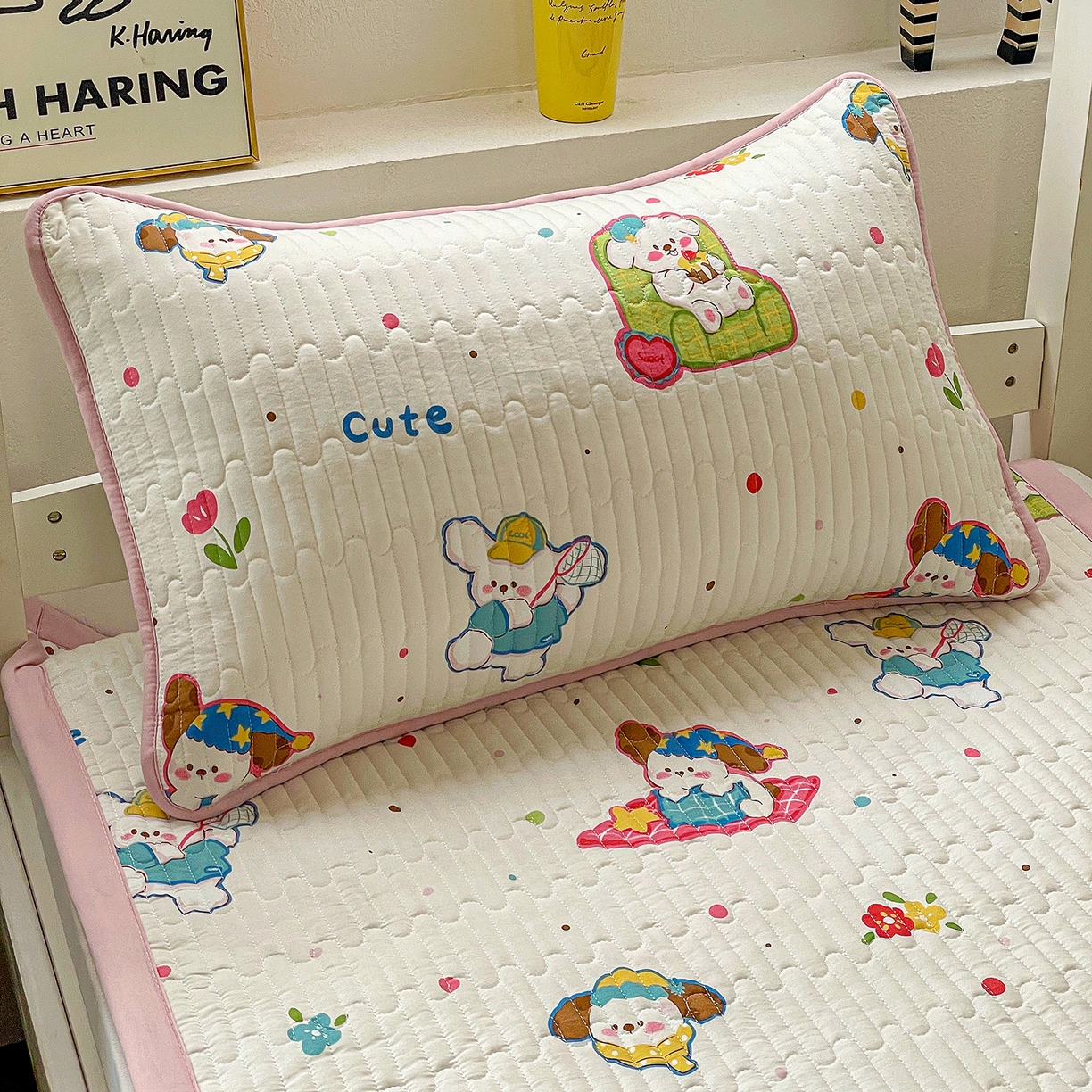 91家纺网 家纺一手货源 找家纺 纽缦家纺 2026新款A类水洗棉夹棉学生床垫 心愿狗