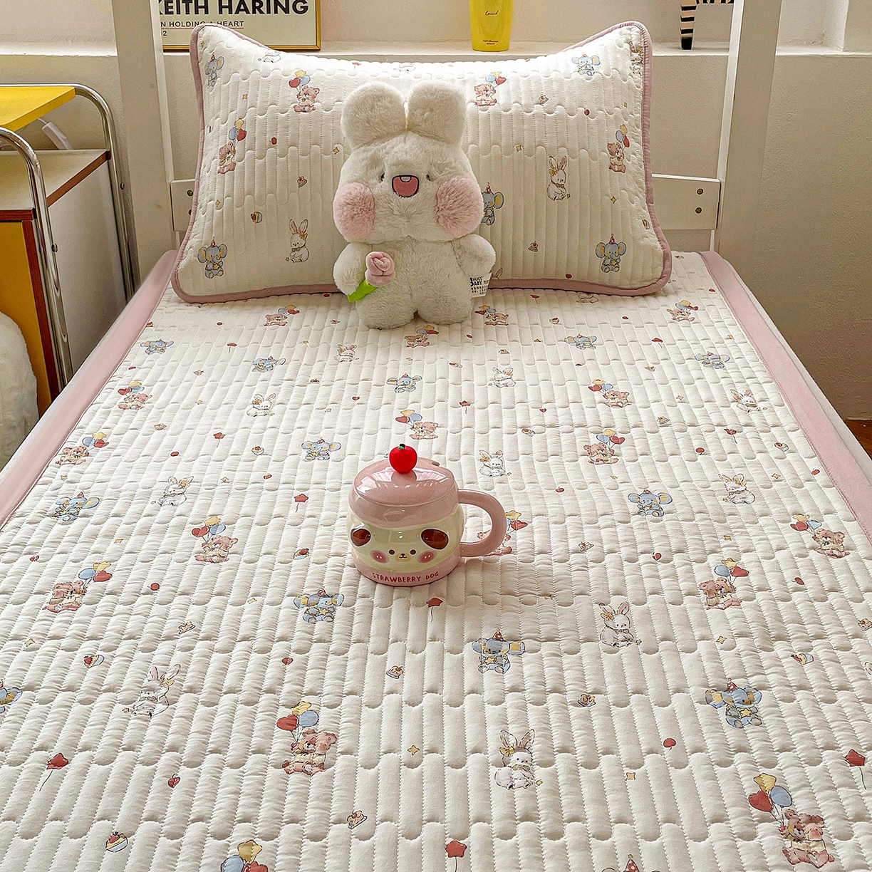 91家纺网 家纺一手货源 找家纺 纽缦家纺 2026新款A类水洗棉夹棉学生床垫 小飞象