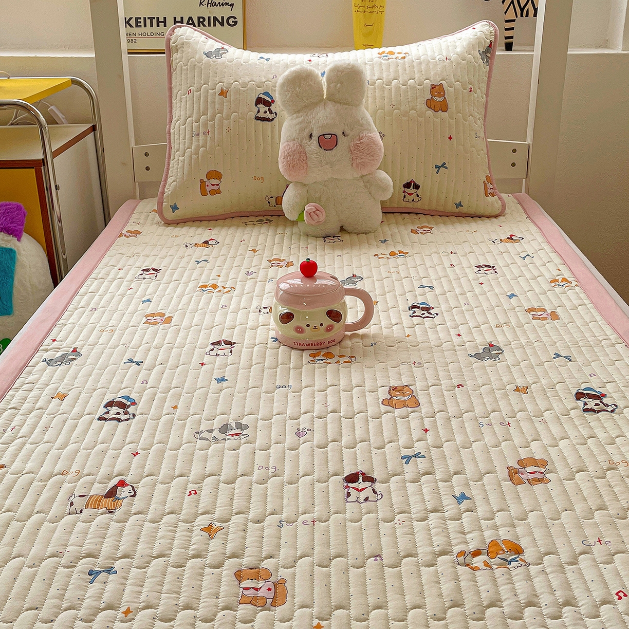 91家纺网 家纺一手货源 找家纺 纽缦家纺 2026新款A类水洗棉夹棉学生床垫 洛奇