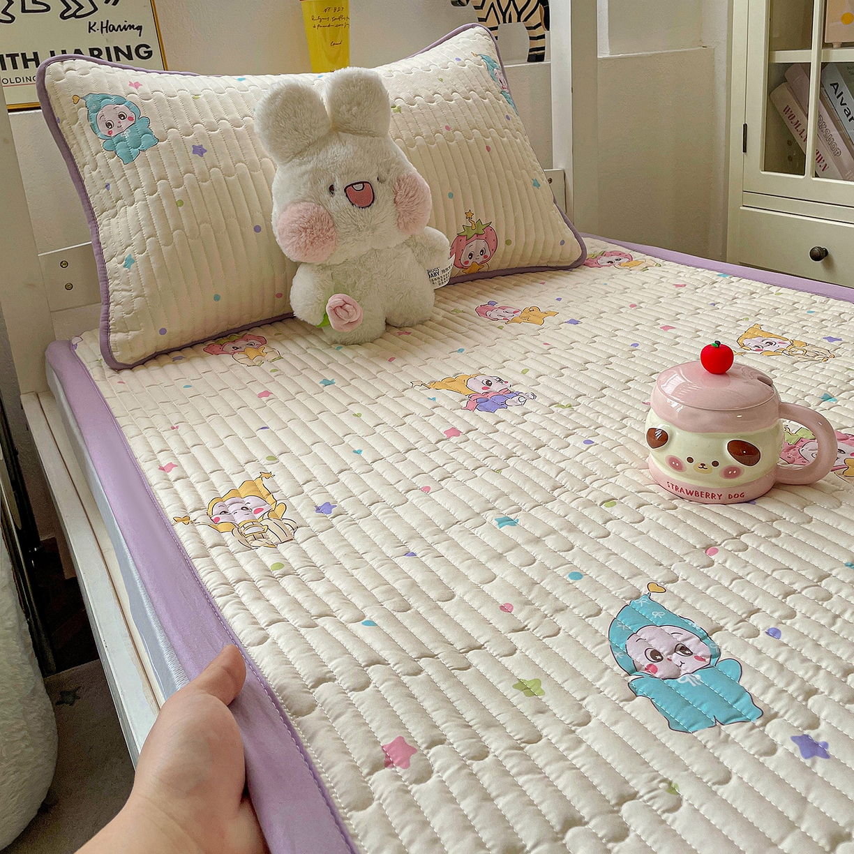 91家纺网 家纺一手货源 找家纺 纽缦家纺 2026新款A类水洗棉夹棉学生床垫 星星