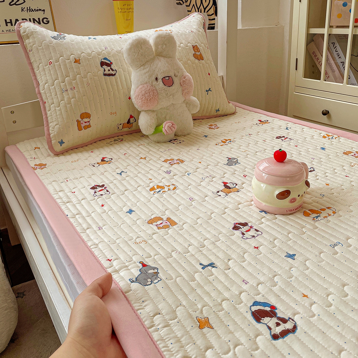 91家纺网 家纺一手货源 找家纺 纽缦家纺 2026新款A类水洗棉夹棉学生床垫 洛奇