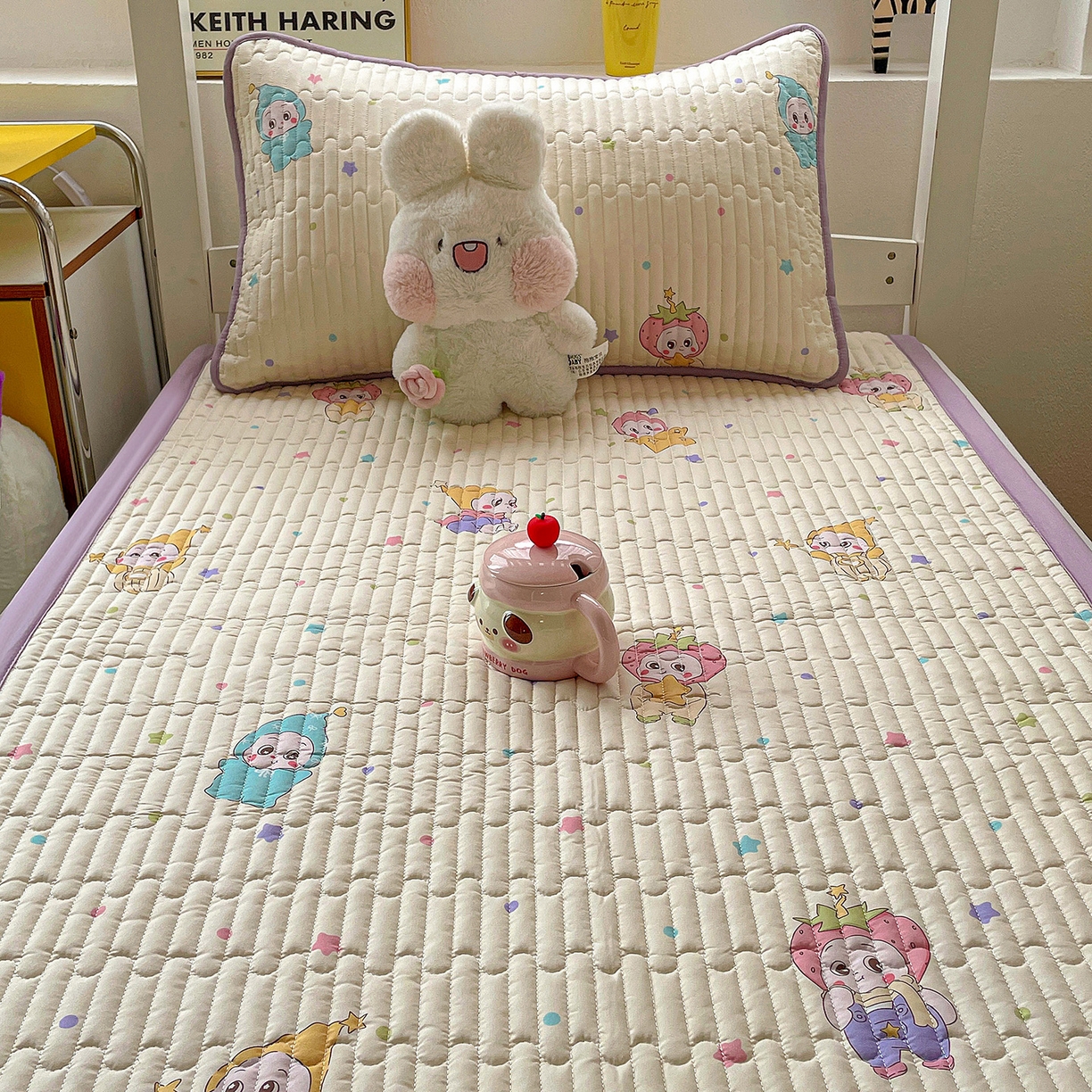 91家纺网 家纺一手货源 找家纺 纽缦家纺 2026新款A类水洗棉夹棉学生床垫 星星