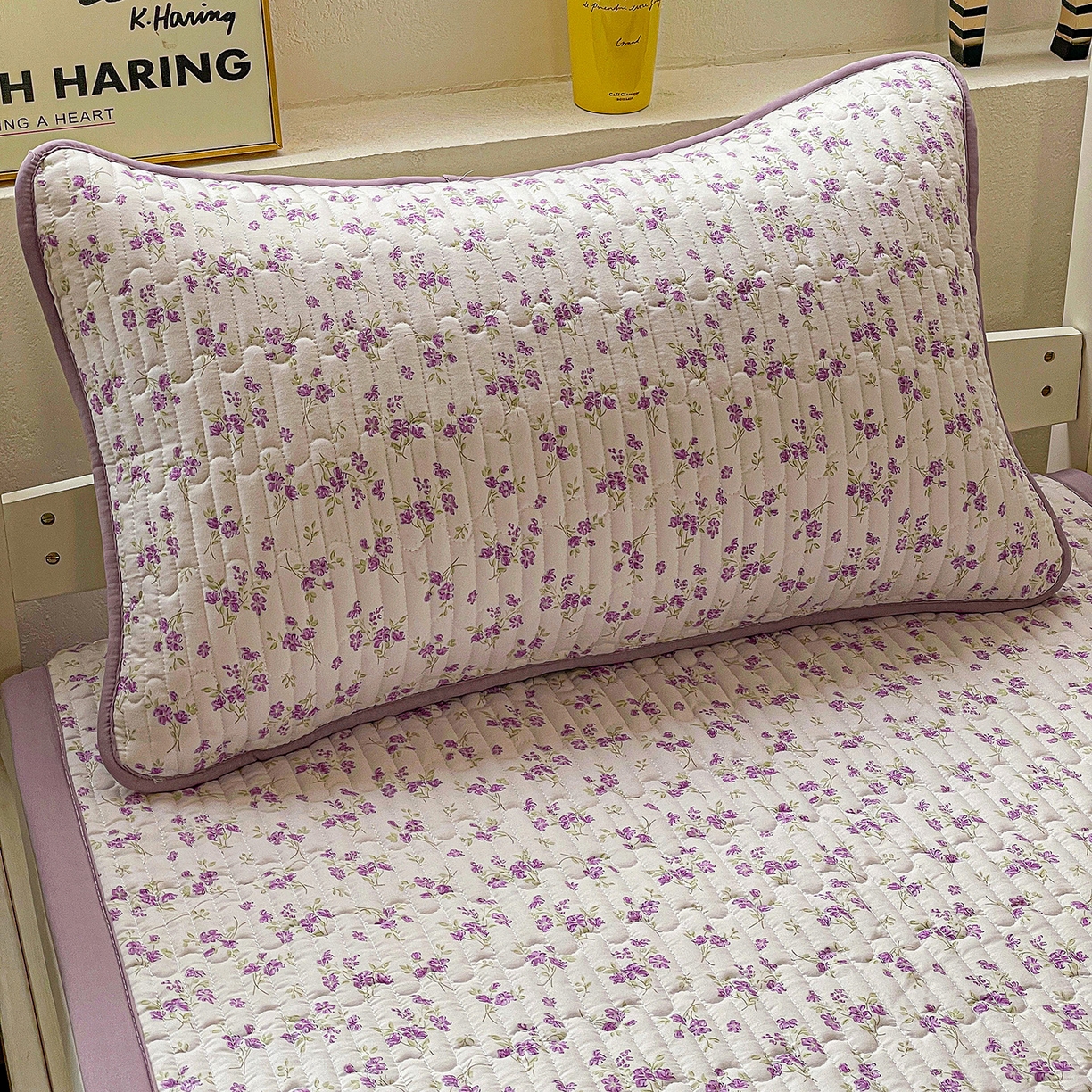 91家纺网 家纺一手货源 找家纺 纽缦家纺 2026新款A类水洗棉夹棉学生床垫 波影紫