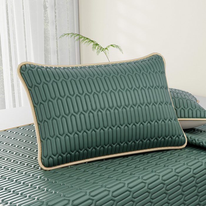 91家纺网 家纺一手货源 找家纺 家品罗兰 2026新款夏季A类纯色乳胶冰丝凉席枕套凉感家用可机洗单人学生宿舍48×74cm一只一对 乳胶冰丝枕套-墨绿