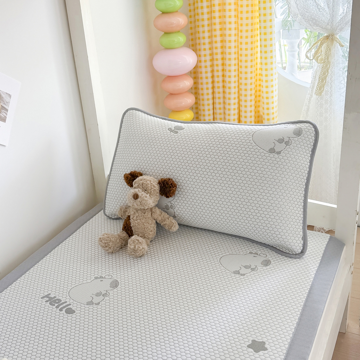 奇丝雅 2026新款夏季A类卡通冰豆豆冰丝凉席枕套凉感家用可机洗单人学生宿舍48×74cm一只一对 卡皮巴拉-灰