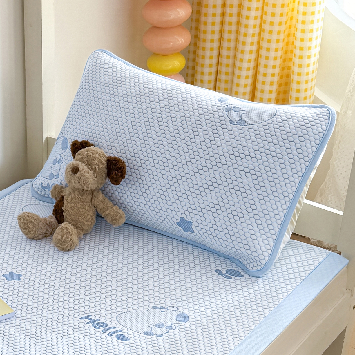 奇丝雅 2026新款夏季A类卡通冰豆豆冰丝凉席枕套凉感家用可机洗单人学生宿舍48×74cm一只一对 卡皮巴拉-蓝