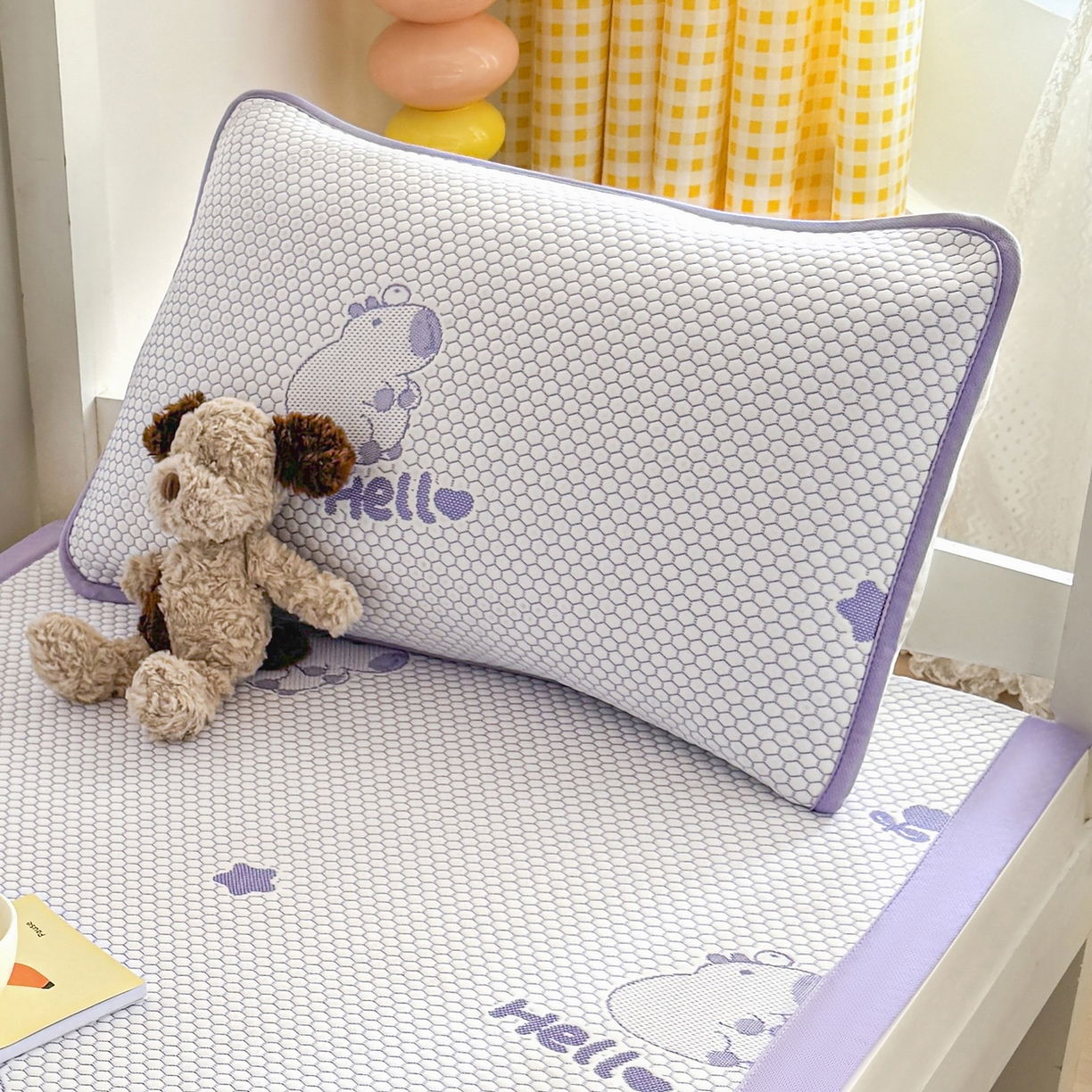 91家纺网 家纺一手货源 找家纺 奇丝雅 2026新款夏季A类卡通冰豆豆冰丝凉席枕套凉感家用可机洗单人学生宿舍48×74cm一只一对 卡皮巴拉-紫