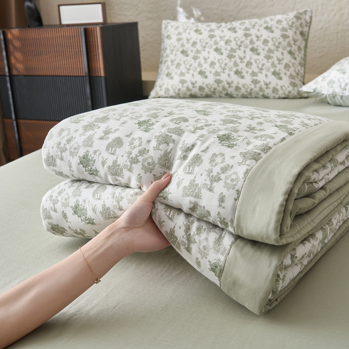 91家纺网 家纺一手货源 找家纺 （总）晨曦家纺 2026新款全棉双层纱夏被四件套复古纯棉中国风夏凉被