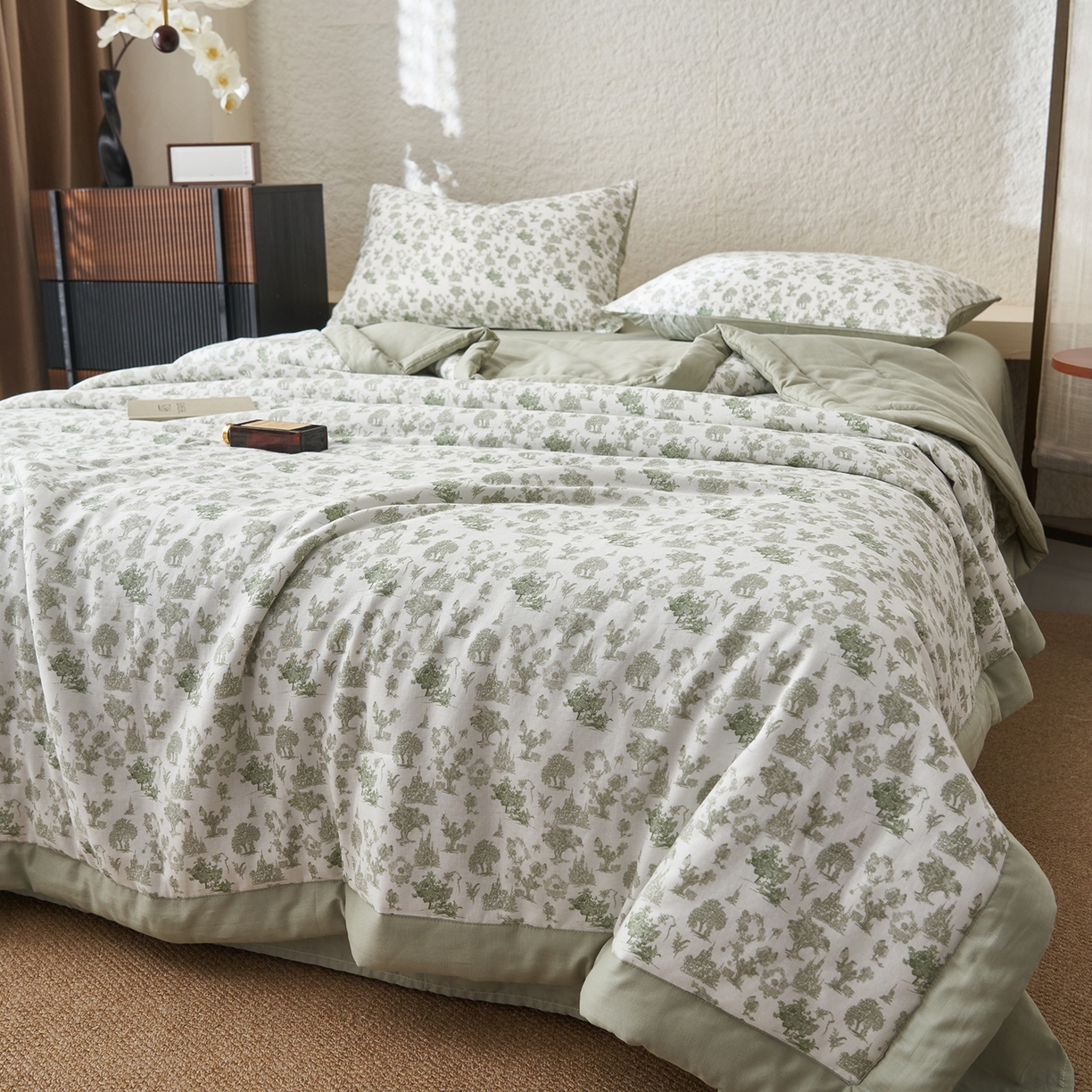 91家纺网 家纺一手货源 找家纺 （总）晨曦家纺 2026新款全棉双层纱夏被四件套复古纯棉中国风夏凉被