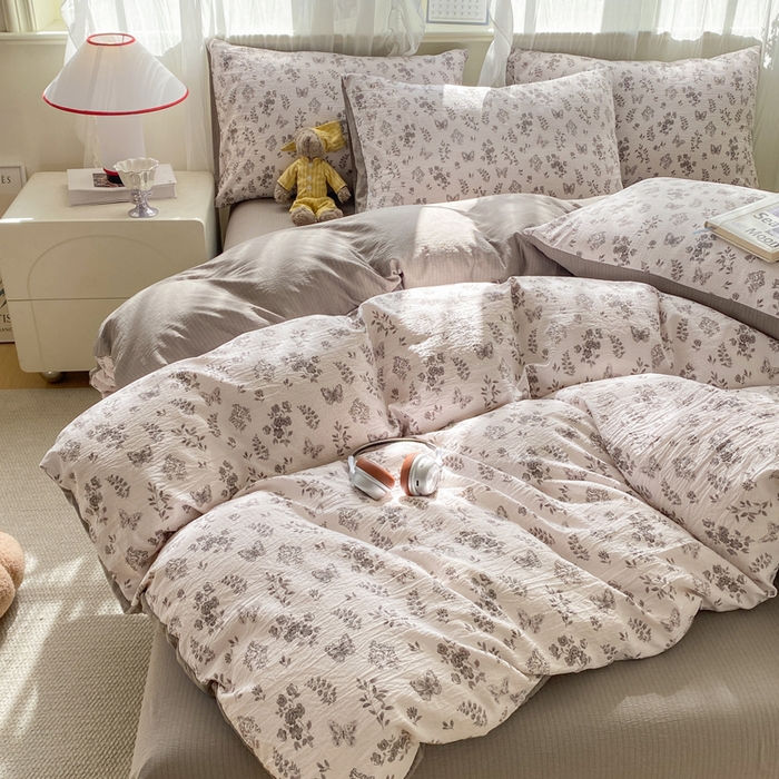 91家纺网 家纺一手货源 找家纺 （总）红日子纺织品 2026新款云感皱皱纱四件套