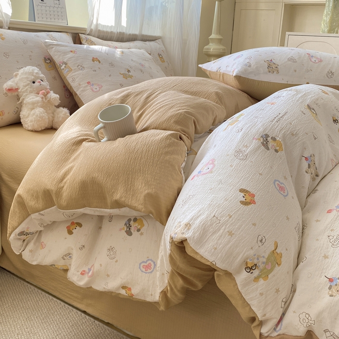 91家纺网 家纺一手货源 找家纺 （总）红日子纺织品 2026新款云感皱皱纱四件套