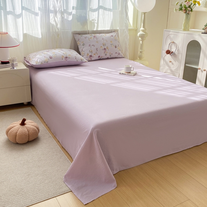 91家纺网 家纺一手货源 找家纺 红日子纺织品 2026新款云感皱皱纱四件套 悠悠小院