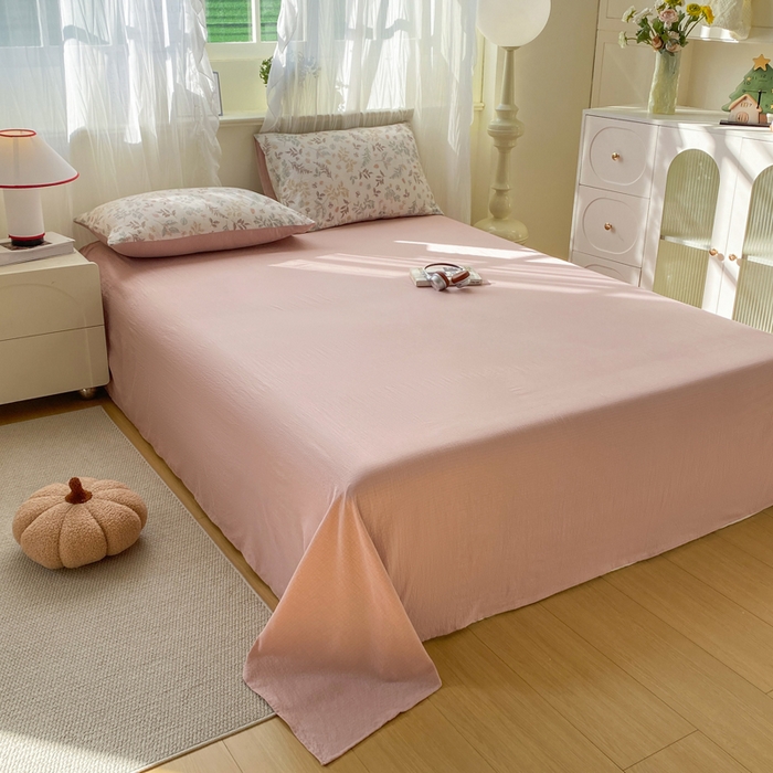 91家纺网 家纺一手货源 找家纺 红日子纺织品 2026新款云感皱皱纱四件套 田园拾光