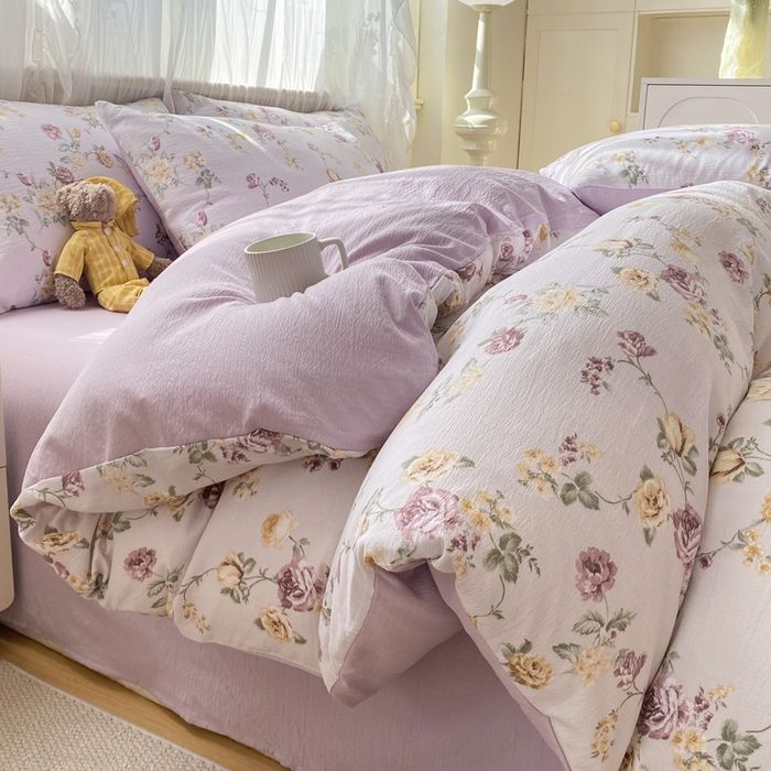 红日子纺织品 2026新款云感皱皱纱四件套 悠悠小院