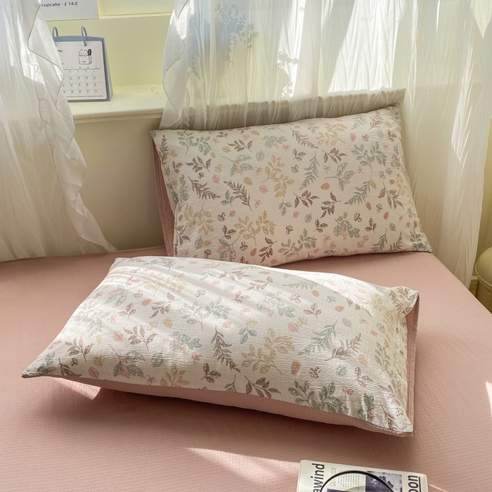 91家纺网 家纺一手货源 找家纺 红日子纺织品 2026新款云感皱皱纱四件套 田园拾光