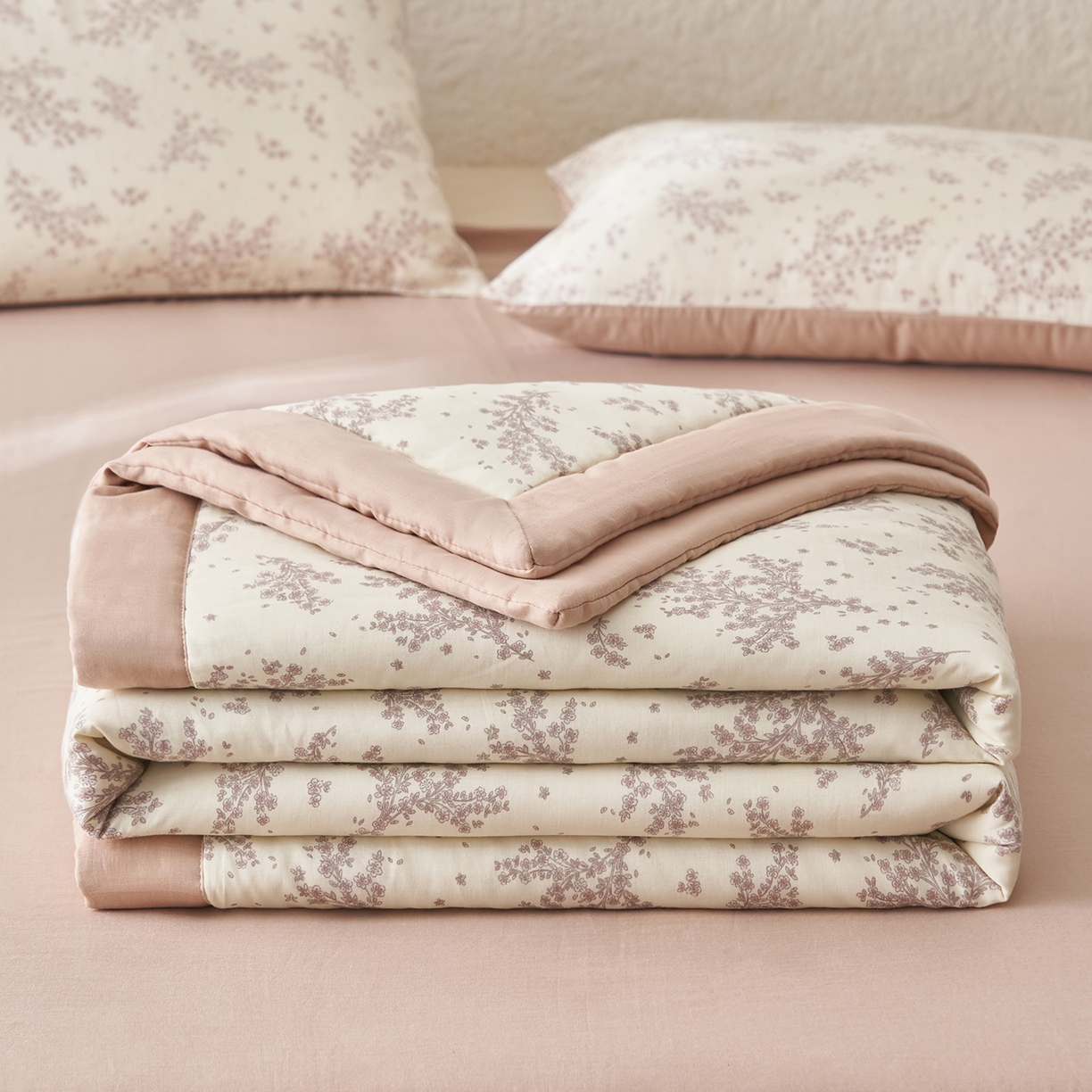 晨曦家纺 2026新款全棉双层纱夏被四件套复古纯棉中国风夏凉被 蓝铃花语