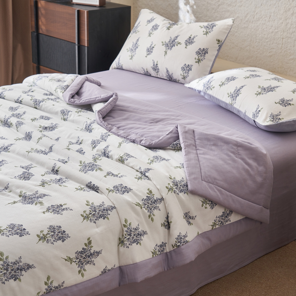 91家纺网 家纺一手货源 找家纺 晨曦家纺 2026新款全棉双层纱夏被四件套复古纯棉中国风夏凉被 蓝花序