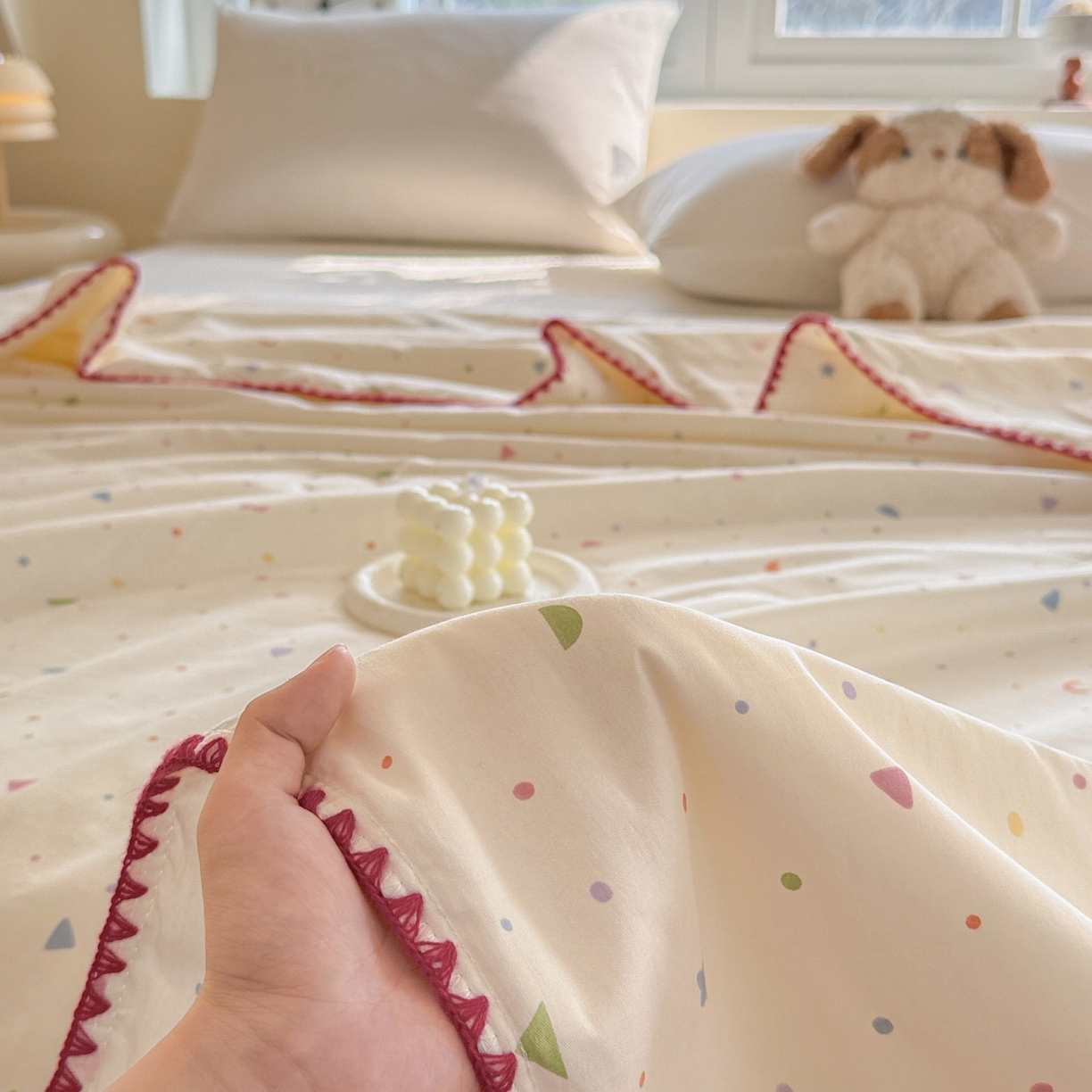 91家纺网 家纺一手货源 找家纺 雅萱家纺 2026新款印花双面全棉棉花夏被 彩糖星月