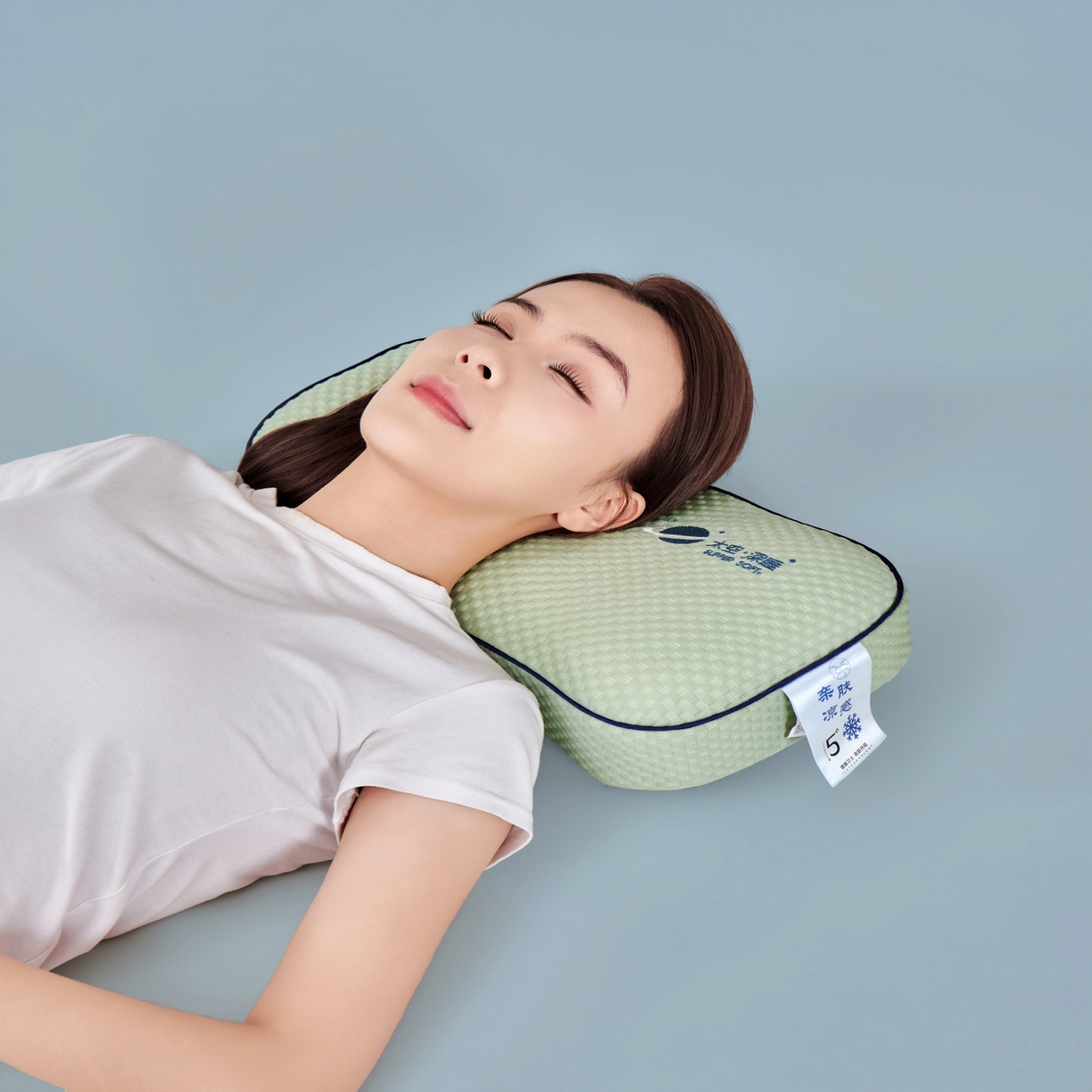 91家纺网 家纺一手货源 找家纺 永旺家纺 2026新款太空凉感记忆枕枕头枕芯 太空午休枕-绿