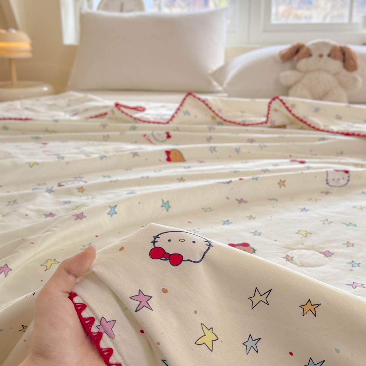 91家纺网 家纺一手货源 找家纺 雅萱家纺 2026新款印花双面全棉棉花夏被 彩星Kity