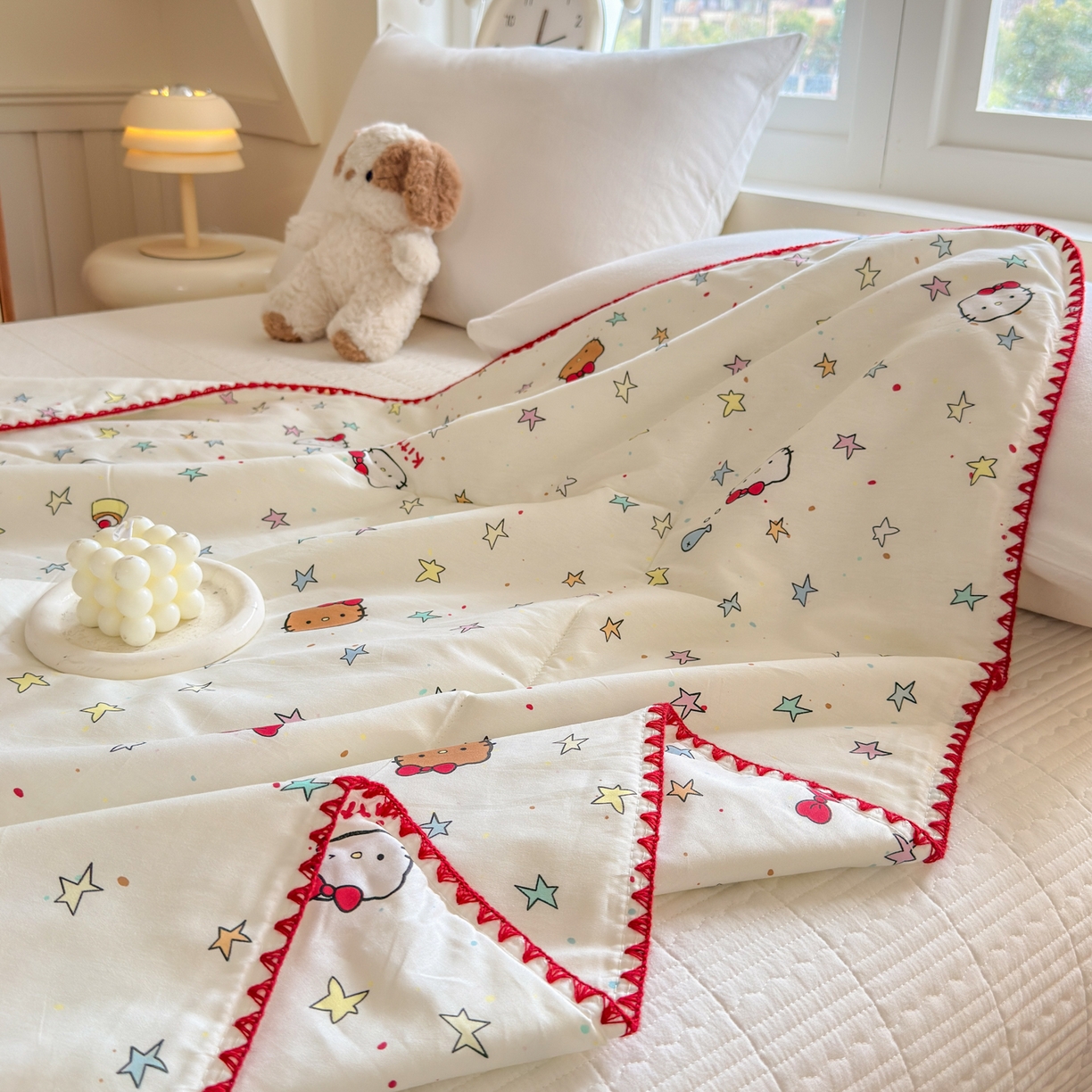 91家纺网 家纺一手货源 找家纺 雅萱家纺 2026新款印花双面全棉棉花夏被 彩星Kity