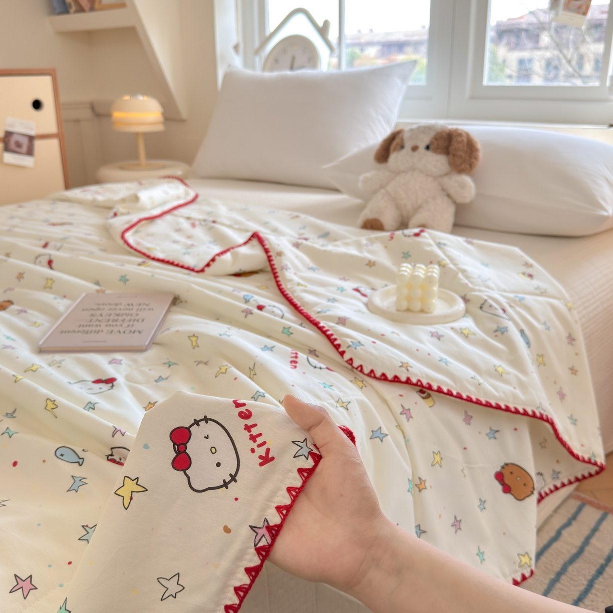 91家纺网 家纺一手货源 找家纺 雅萱家纺 2026新款印花双面全棉棉花夏被 彩星Kity