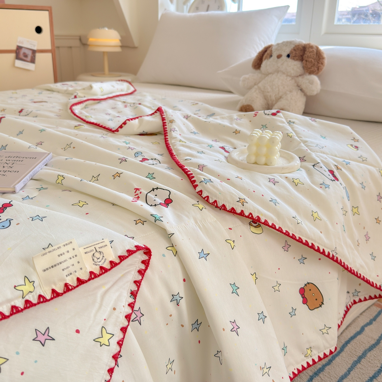 91家纺网 家纺一手货源 找家纺 雅萱家纺 2026新款印花双面全棉棉花夏被 彩星Kity