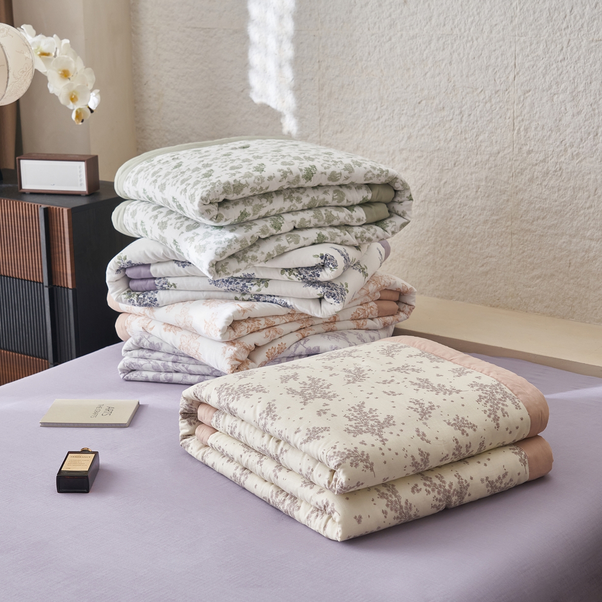 晨曦家纺 2026新款全棉双层纱夏被四件套复古纯棉中国风夏凉被 组合图仅展示