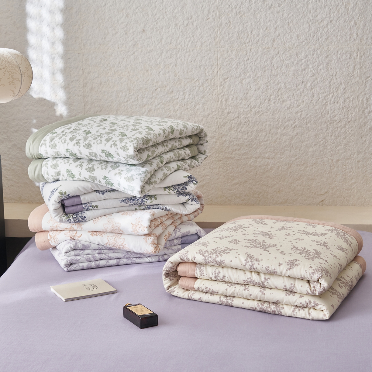 91家纺网 家纺一手货源 找家纺 晨曦家纺 2026新款全棉双层纱夏被四件套复古纯棉中国风夏凉被 组合图仅展示