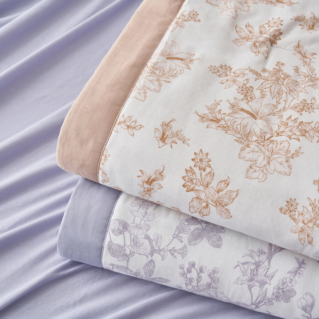 91家纺网 家纺一手货源 找家纺 晨曦家纺 2026新款全棉双层纱夏被四件套复古纯棉中国风夏凉被 组合图仅展示