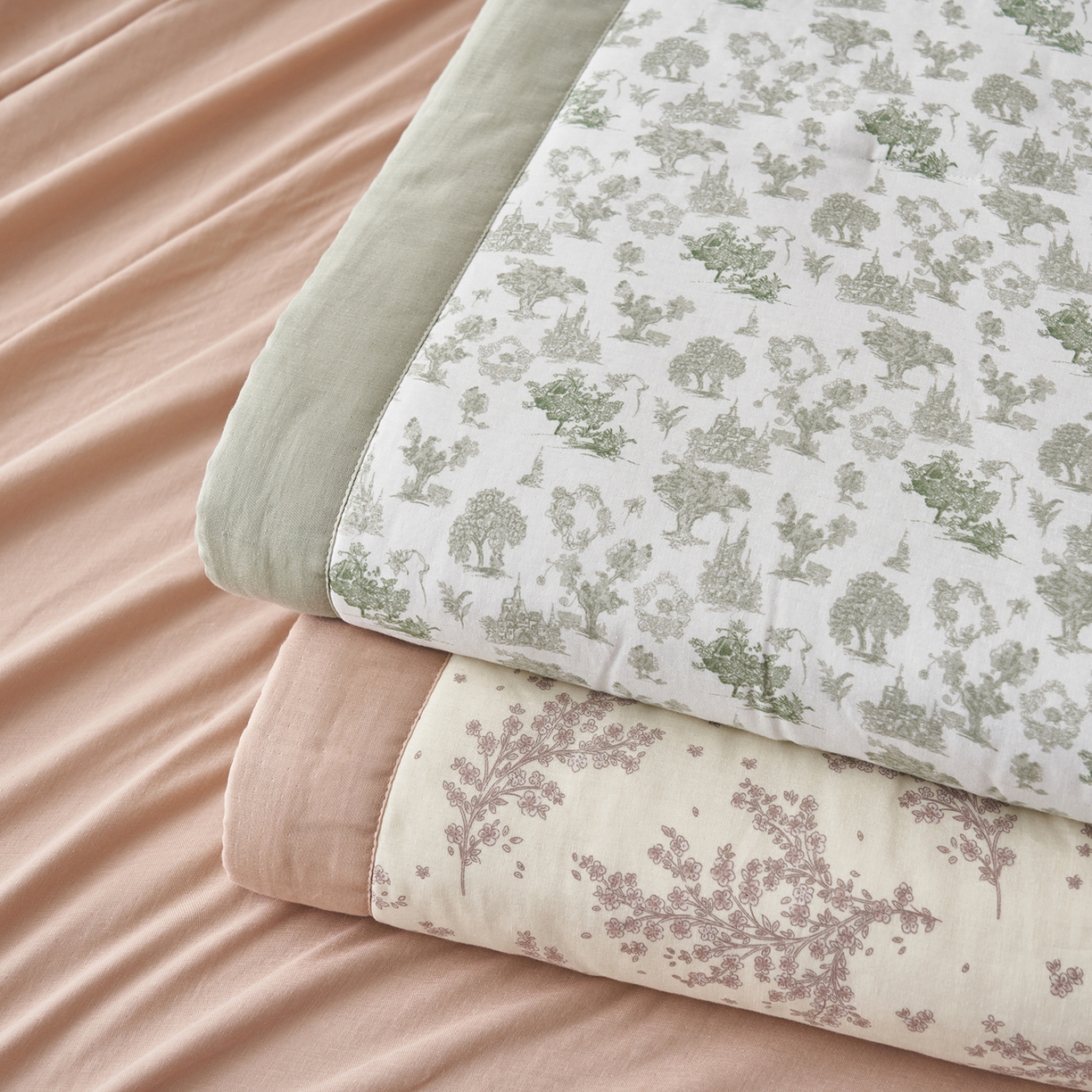 91家纺网 家纺一手货源 找家纺 晨曦家纺 2026新款全棉双层纱夏被四件套复古纯棉中国风夏凉被 组合图仅展示